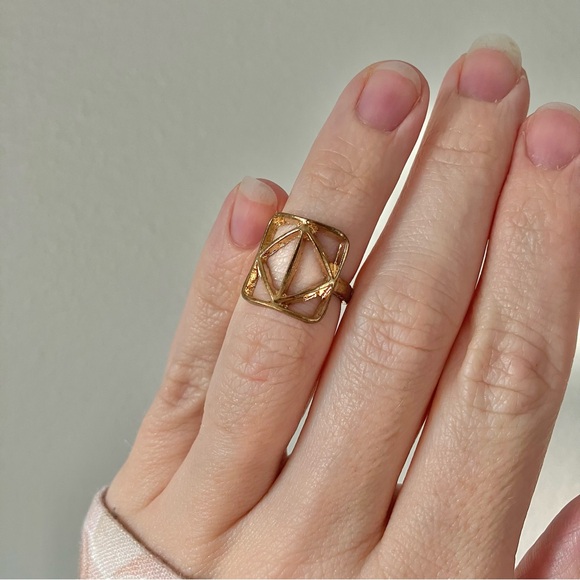 Elements Gold Square Diamond Symbol Open Ring “Venya” Earth Alchemy - Picture 12 of 12